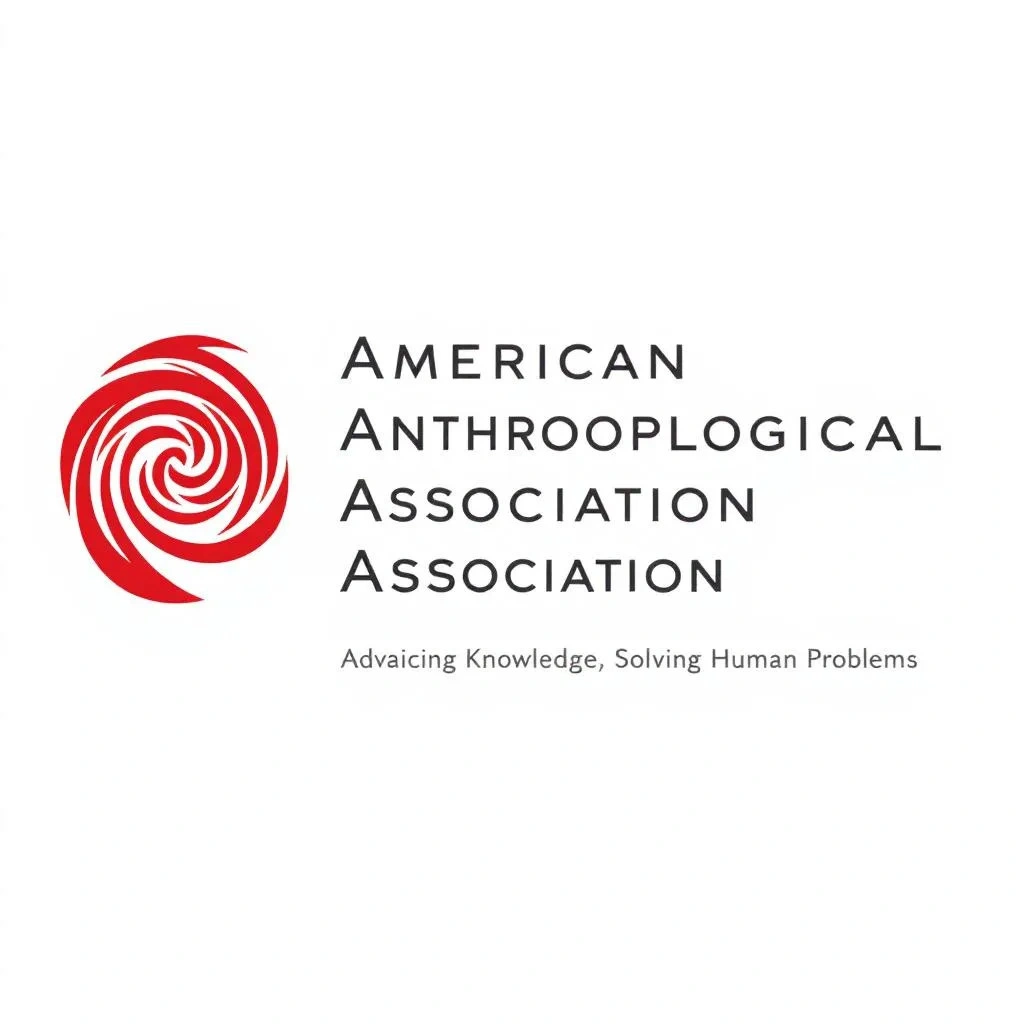 American Anthropological Association logo with a red spiral symbol and the slogan, “Advancing Knowledge, Solving Human Problems” underneath the association’s name. Image descriptions ensure accessibility for all viewers.